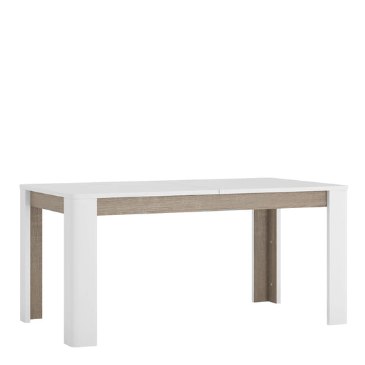 Chelsea Extending Dining Table 160-200cm in White with a Truffle Oak Trim