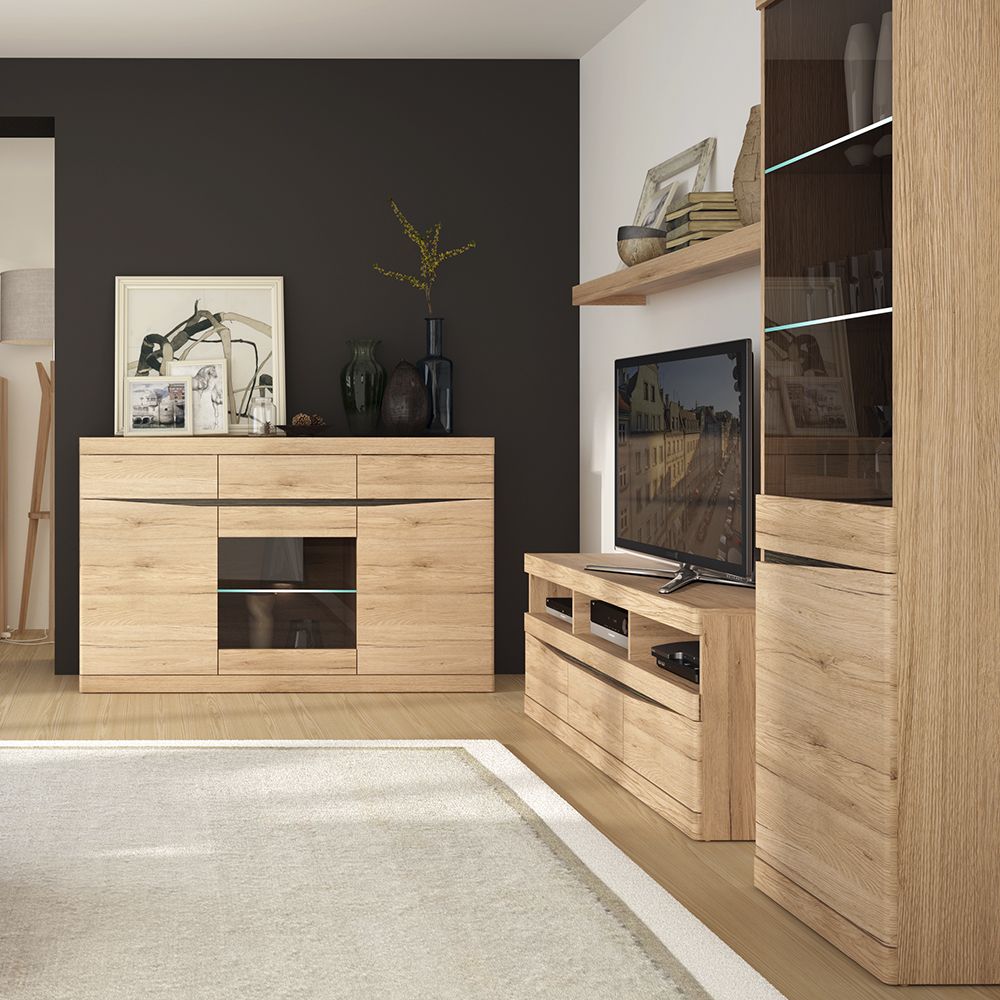 Kensington Wide 3 Drawer TV Unit in Oak