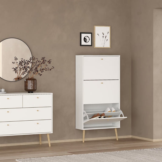 Cumbria Shoe Cabinet 3 Flip Down Doors White