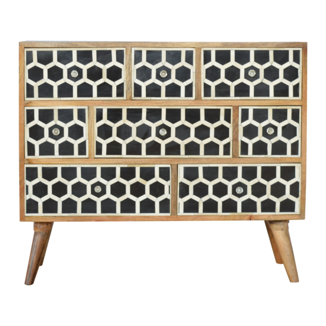 Bone Inlay Chest with Geometric Design and Brass Handles - Delight Fittings