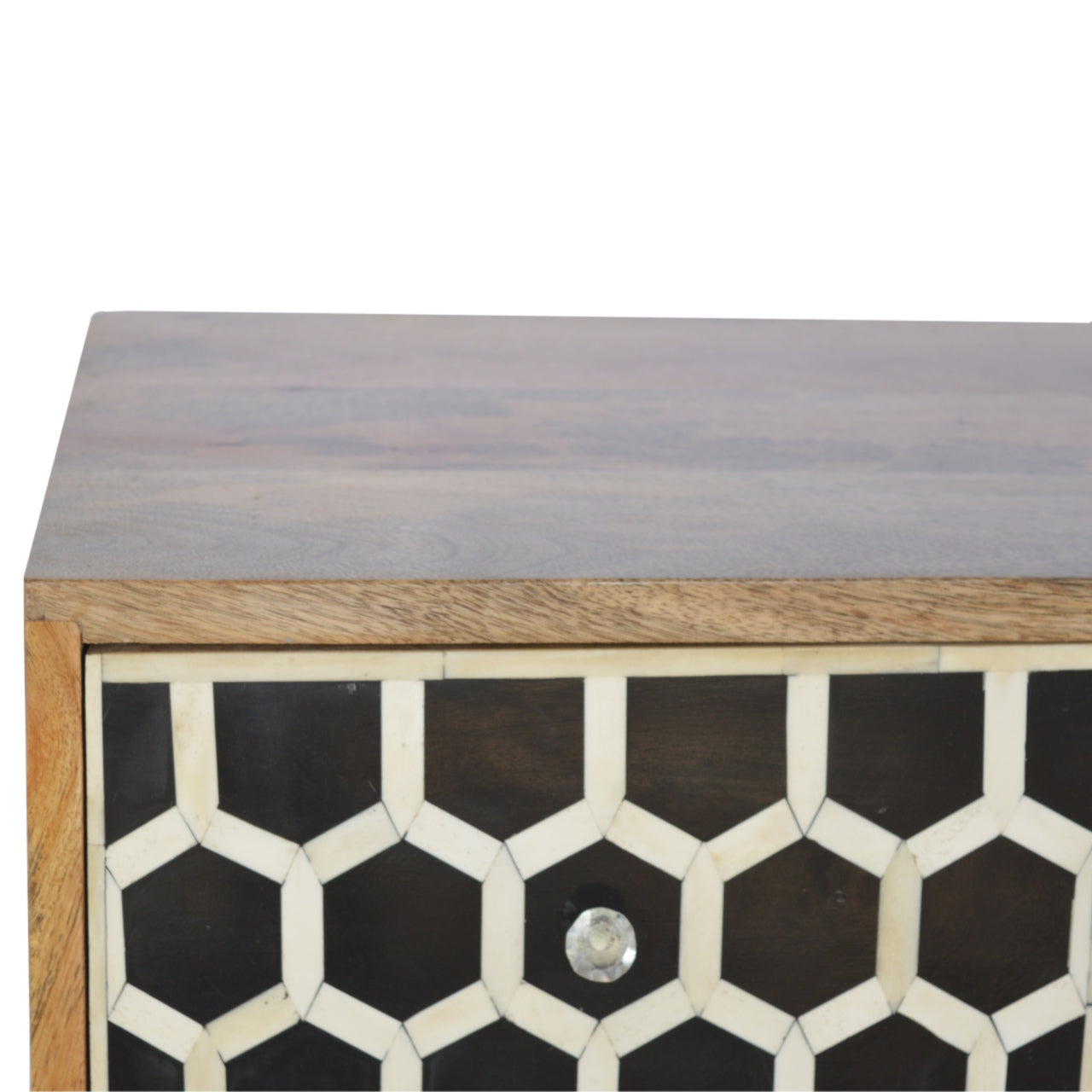 Bone Inlay Chest with Geometric Design and Brass Handles - Delight Fittings