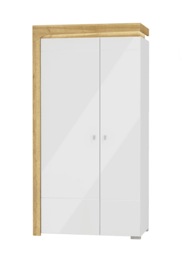 Canada Wardrobe with Lights and Two Doors in Oak Effect and White Gloss