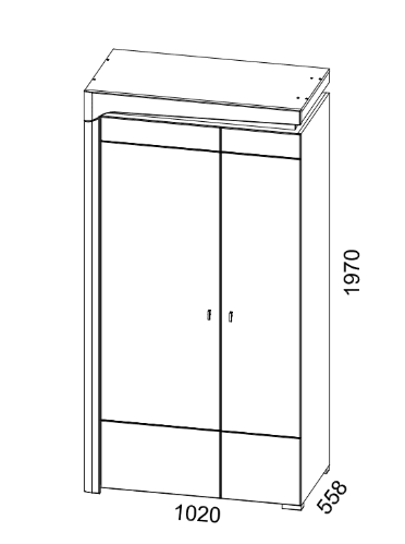 Canada Wardrobe with Lights and Two Doors in Oak Effect and White Gloss