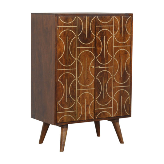 Chestnut Gold Inlay Abstract Cabinet - Delight Fittings