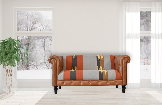 Durrie & Leather Mixed Sofa - Delight Fittings