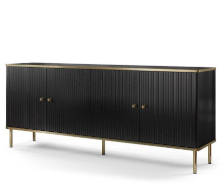 Madison Black And Gold 3 / 4 Door Sideboard - Delight Fittings