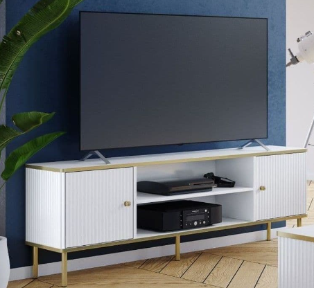 Madison White / Black And Gold TV Unit - Delight Fittings