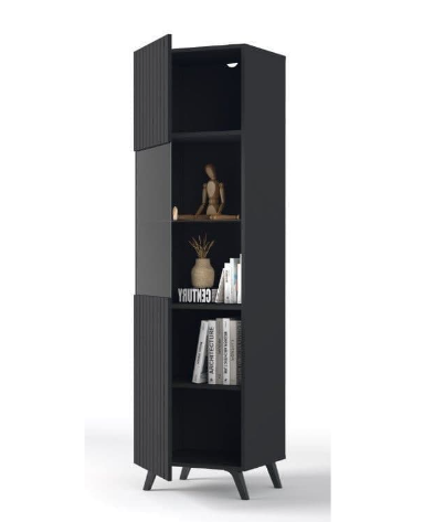 Matte Black Tall Display Cabinet