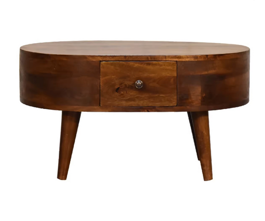 Mini Chestnut Rounded Coffee Table - Delight Fittings