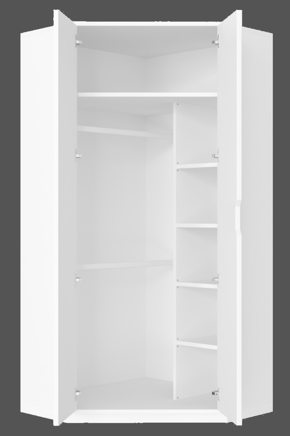 Santana Full Glossy White 2 Door Corner Wardrobe