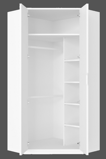 Santana Full Glossy White 2 Door Corner Wardrobe