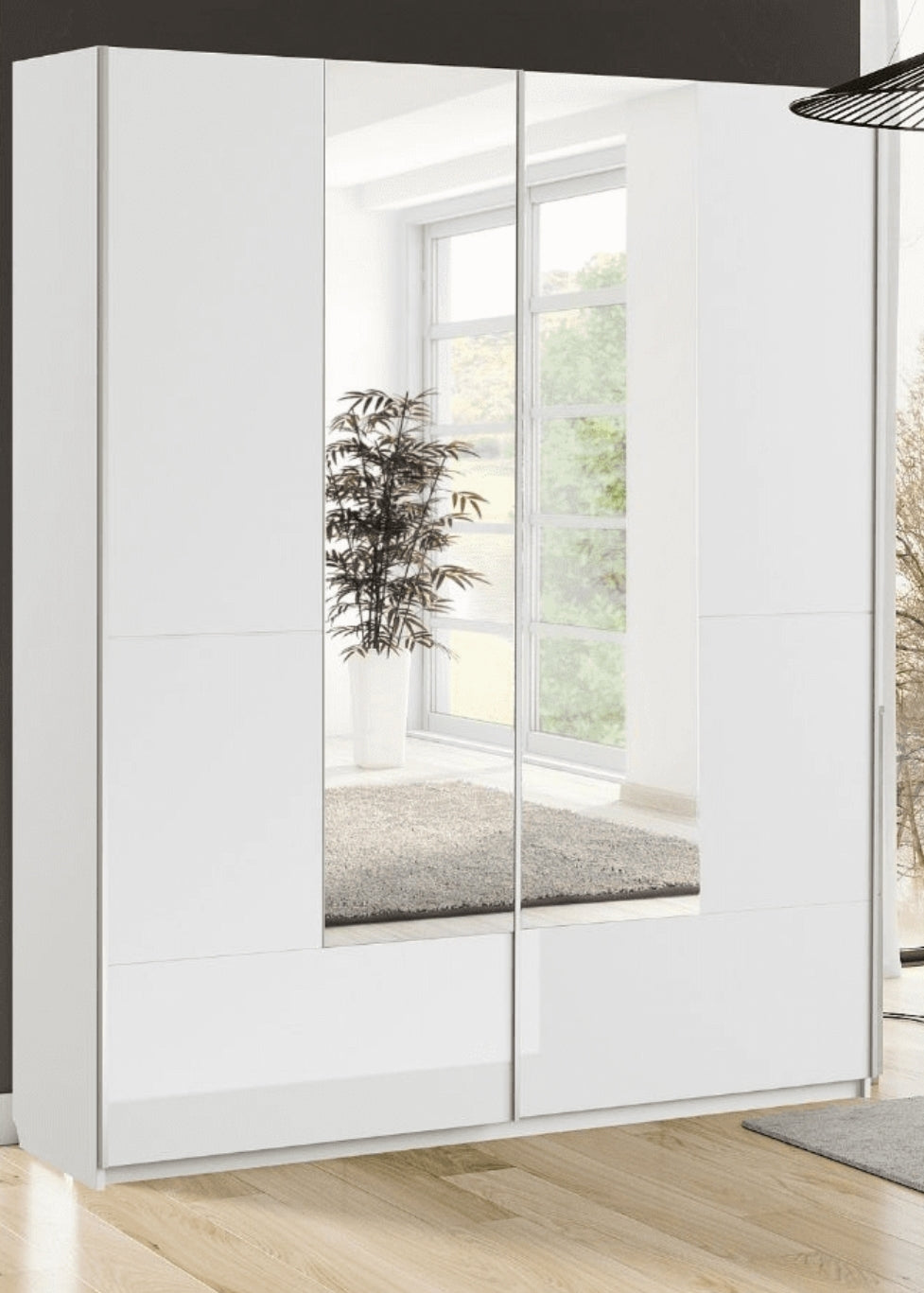 Santana White Gloss Sliding Door Wardrobe With Mirrored Door