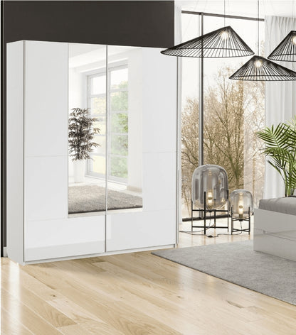 Santana White Gloss Sliding Door Wardrobe With Mirrored Door 3