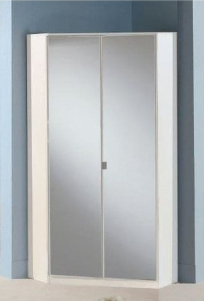 Santana Full Mirrored and White 2 Door Corner Wardrobe 2