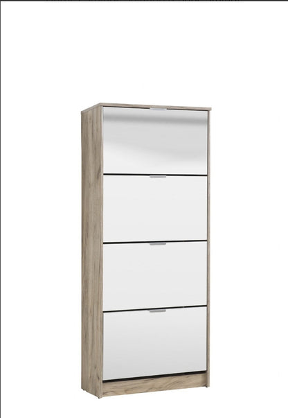 Catinna Mirrored and Oak Effect Drawer Shoe Cabinet