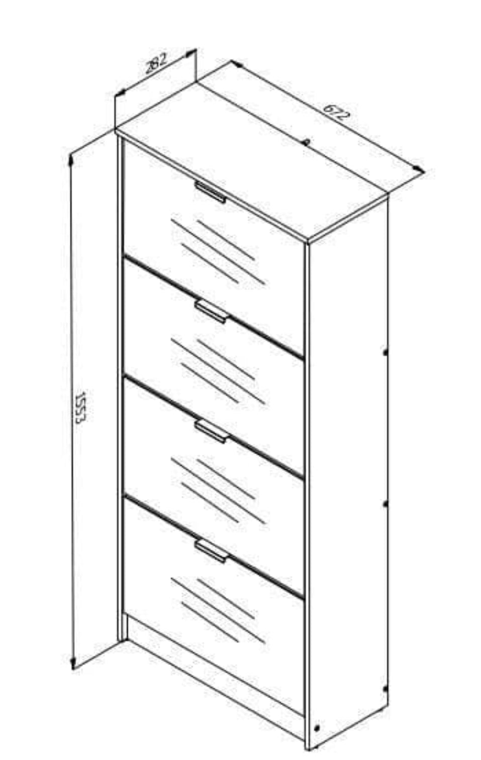 Catinna Mirrored and Oak Effect Drawer Shoe Cabinet