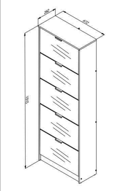 Catinna Mirrored and Oak Effect Drawer Shoe Cabinet