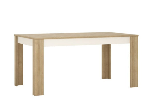 Lyon Large Extending Dining Table 160-200cm in Riviera Oak/White High Gloss - Delight Fittings