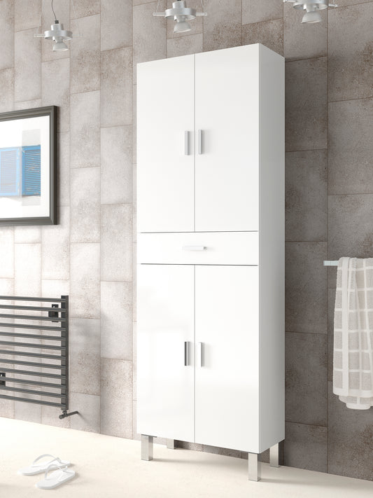 WHITE GLOSSY VALDO CUPBOARD FOR SPACIOUS BATHROOM ORGANIZATION - Delight Fittings