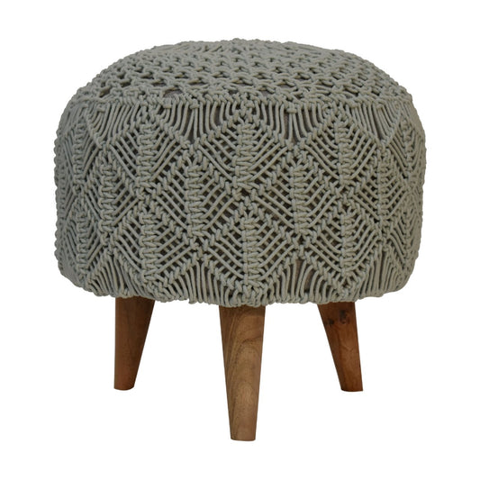 100% Cotton Crotchet Footstool in Sea Green Colour and Nordic Legs