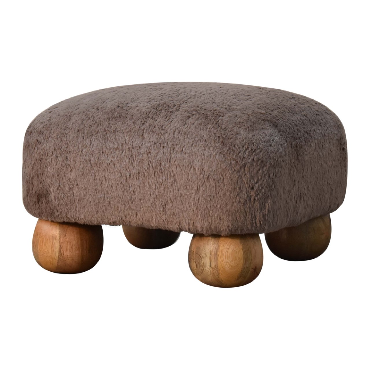 Mocha Faux Fur Nordic Footstool