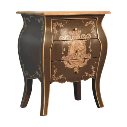 Coroner Collection Bedside Table with Crown Crest Design