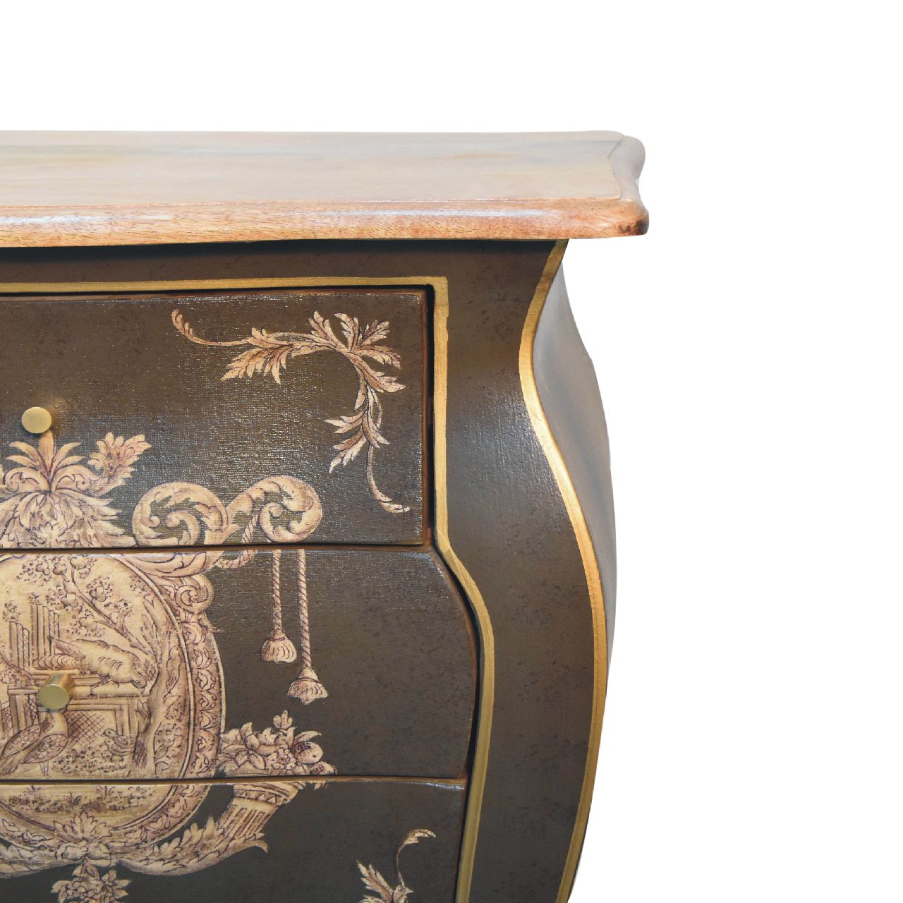 Coroner Collection Bedside Table with Crown Crest Design