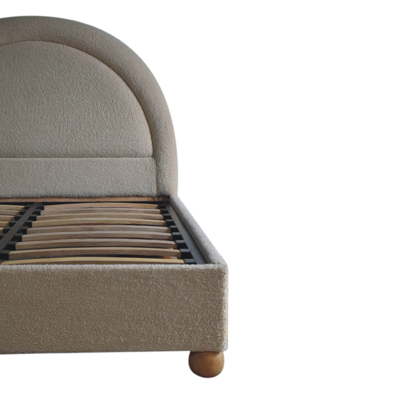 Double Bed with Cream Boucle Upholstery and Serpentine Headboard