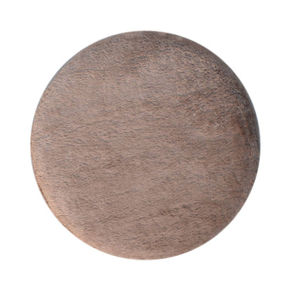 Mocha Faux Fur Round Footstool