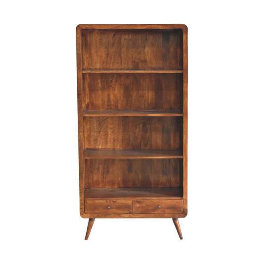 Mango Wood Curved Chestnut Finish Bookcase