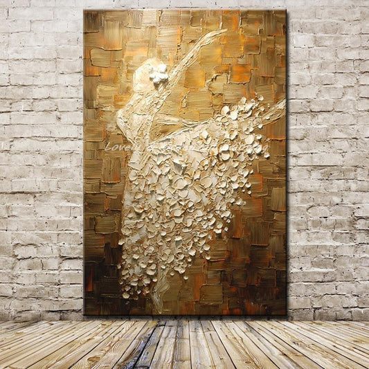 Textured Ballet Dancer Oil Painting - Delight Fittings