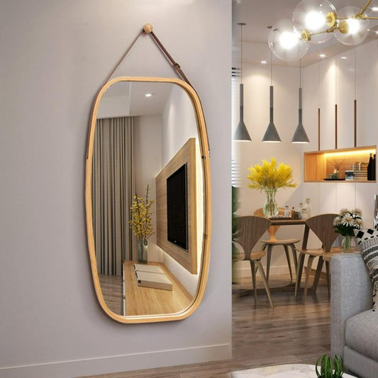 Sleek Bamboo Minimalistic Wall Mirror - Delight Fittings